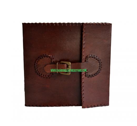 Handmade Leather Journal Dairy With 120 Cotton Paper Pages And Brass Buckle 